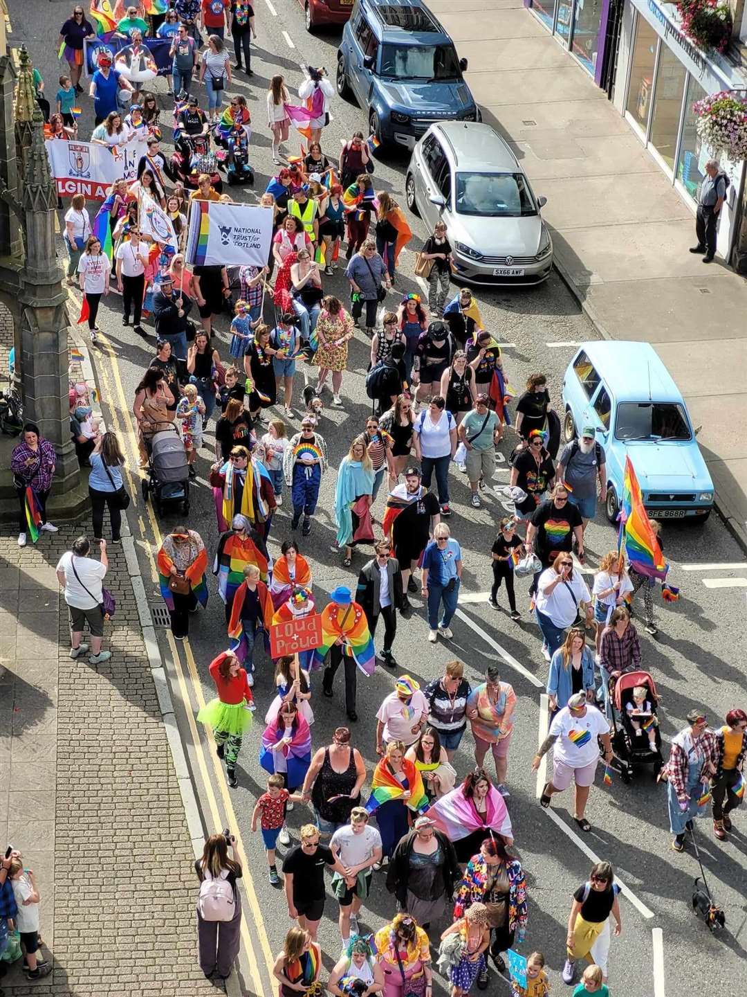 Pride marchers on High Street.
