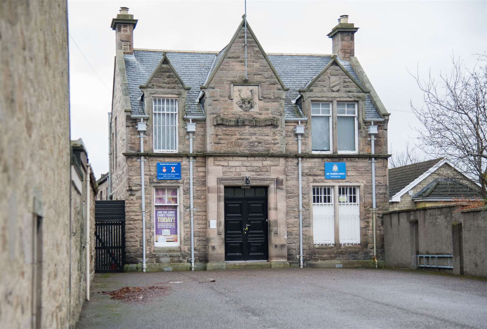 The Forres Cadet headquarters and drill hall on Victoria Road.