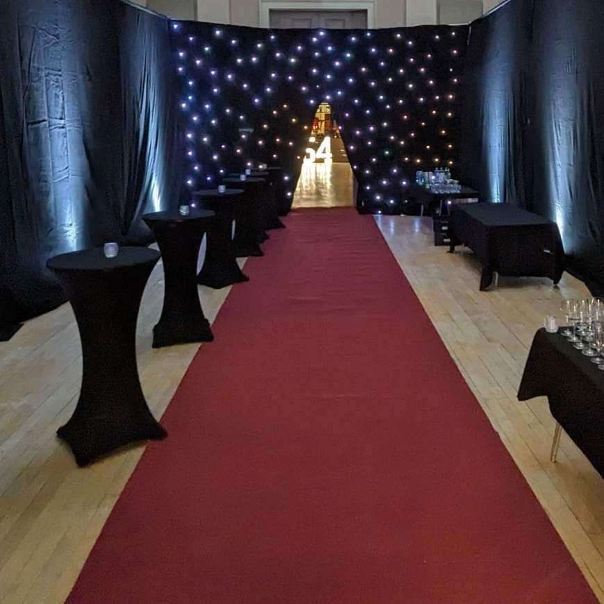 A red carpet welcomed Lorna's guests.