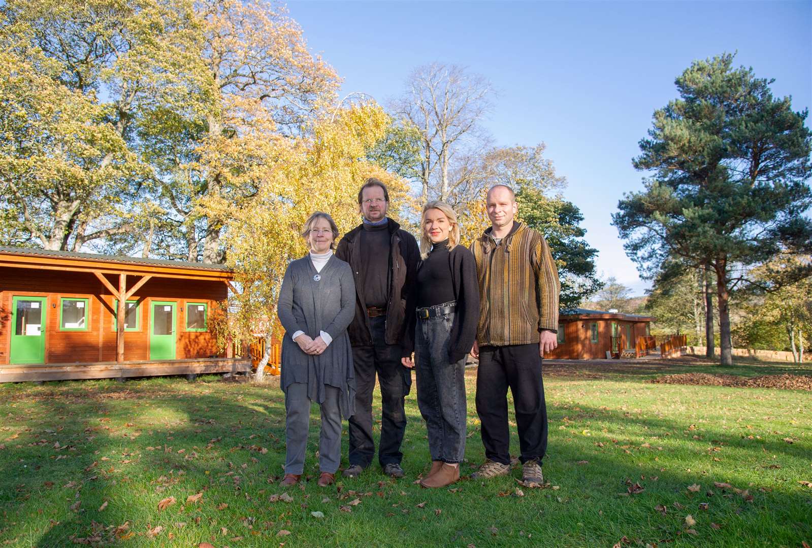 Betsy van der Lee, Sven, Kris and Gulli Skatun are welcoming visitors to the Marcassie Farm Lodges.