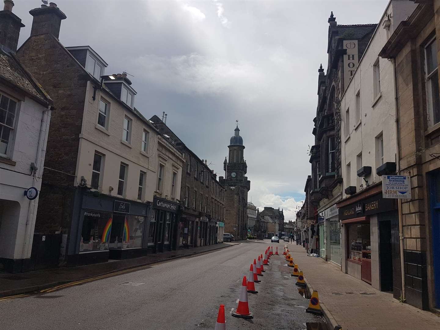 The cones will be removed for normal High Street parking to resume.