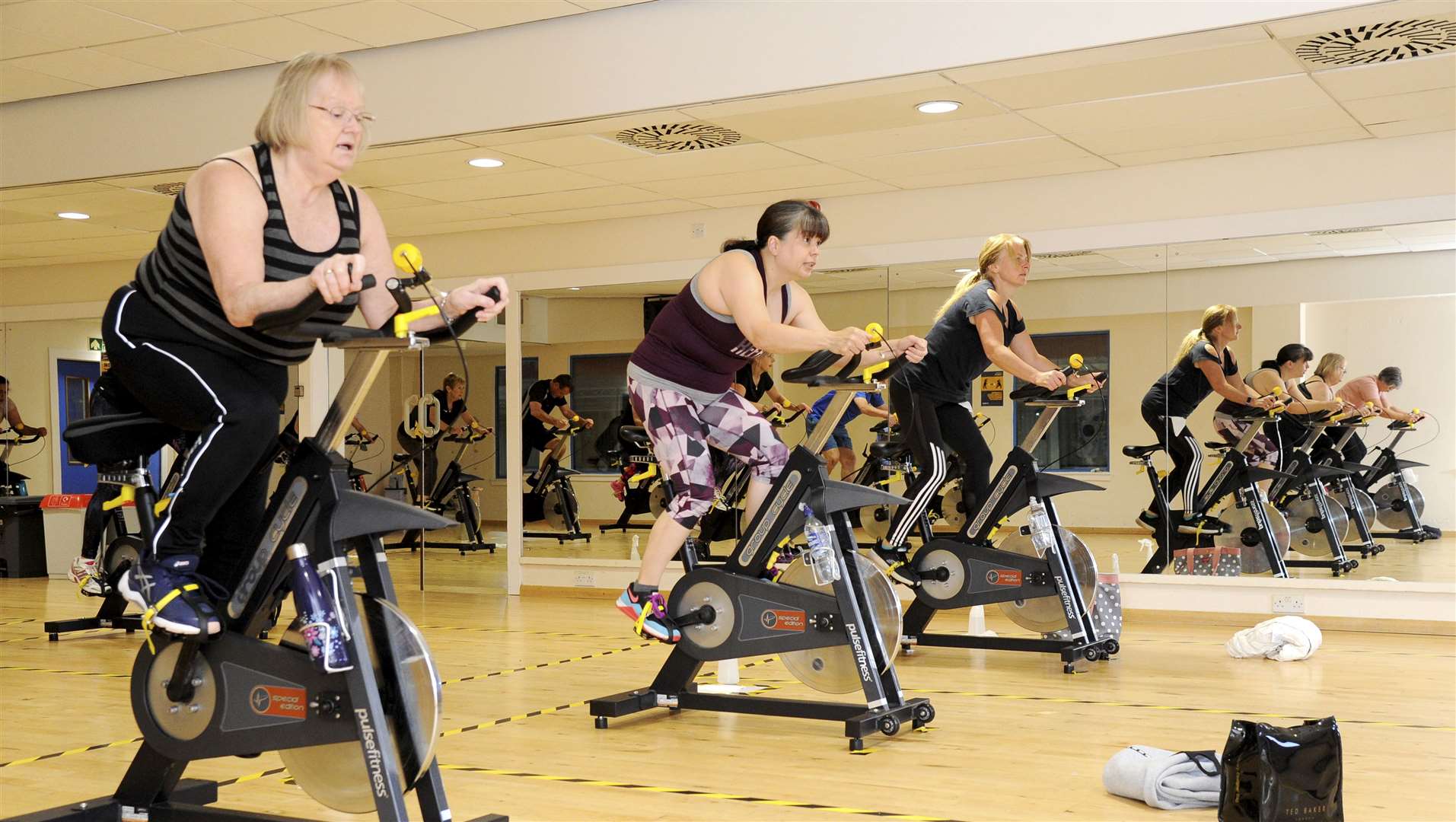 An indoor cycling class at Moray Leisure Centre.