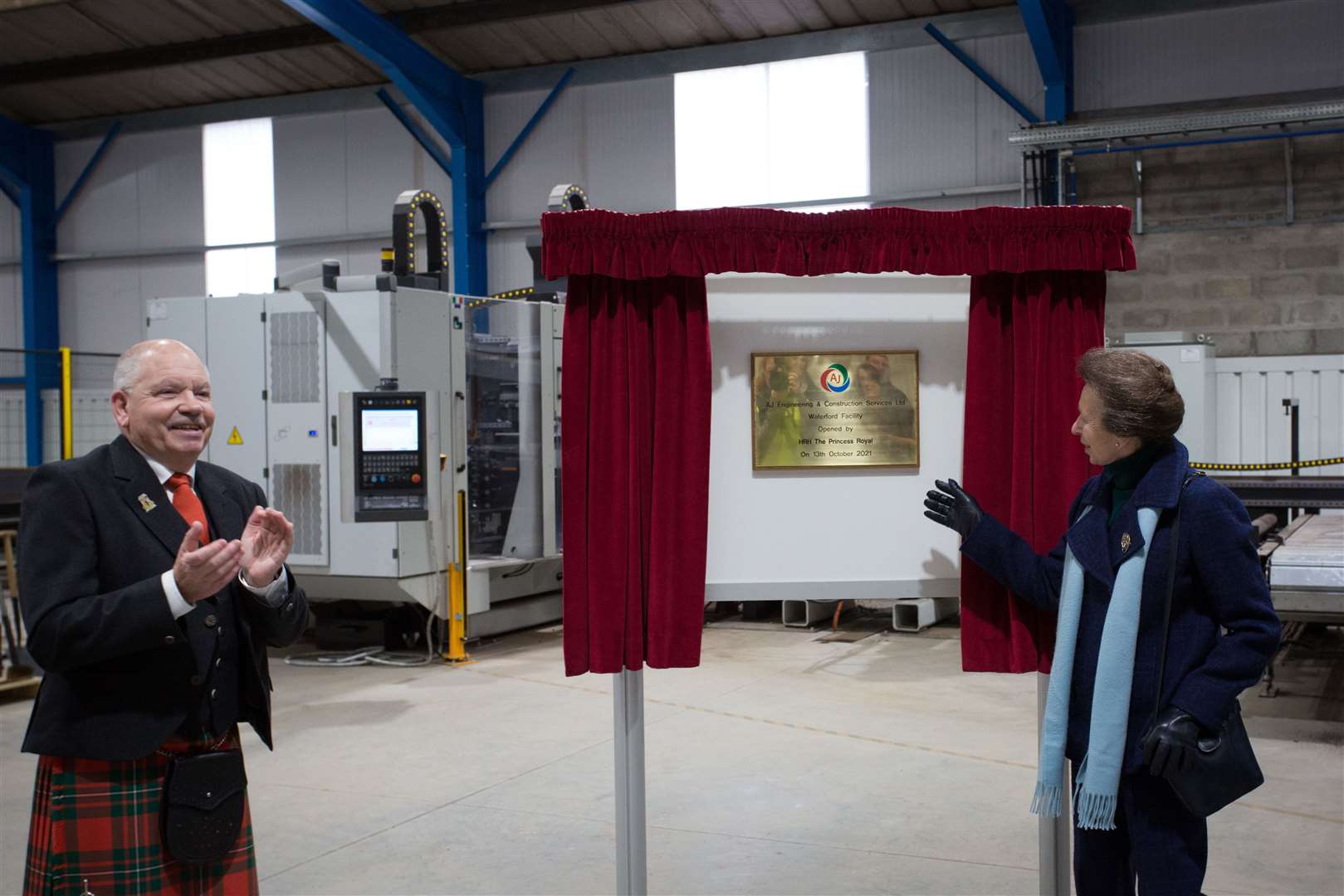 Moray's deputy lord lieutenant Alan James and Princess Anne as AJ Engineering's new facility at Waterford is officially opened. Picture: Alison White