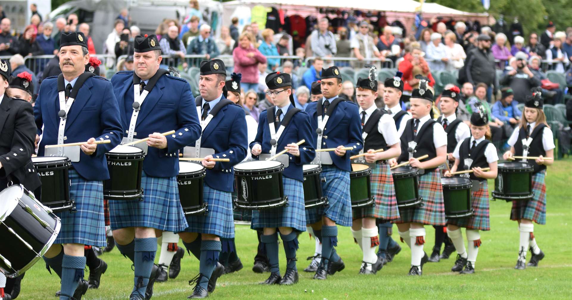 Massed Pipe Bands performing at the games. Picture: Becky Saunderson. Image No.044383.