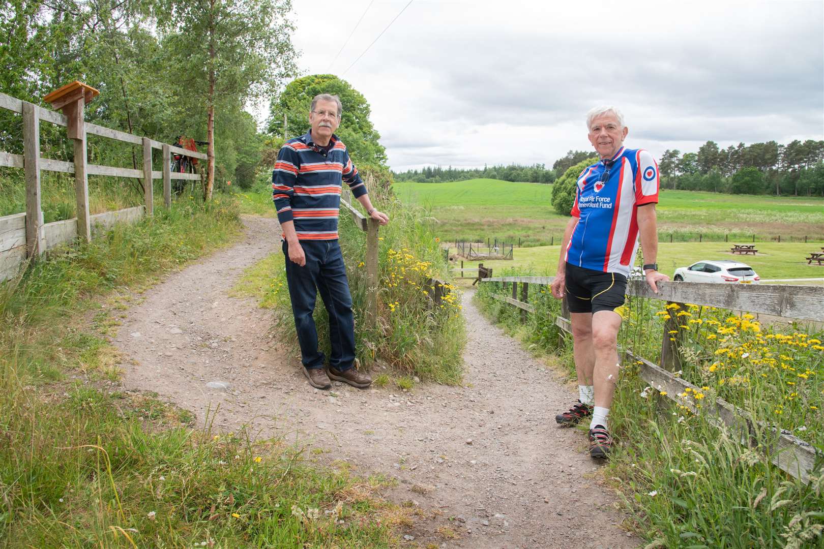 DWA volunteers Neil Sinclair (left) and Malcolm Campbell are improving access to the route from the Dallas Dhu car park. Picture: Daniel Forsyth