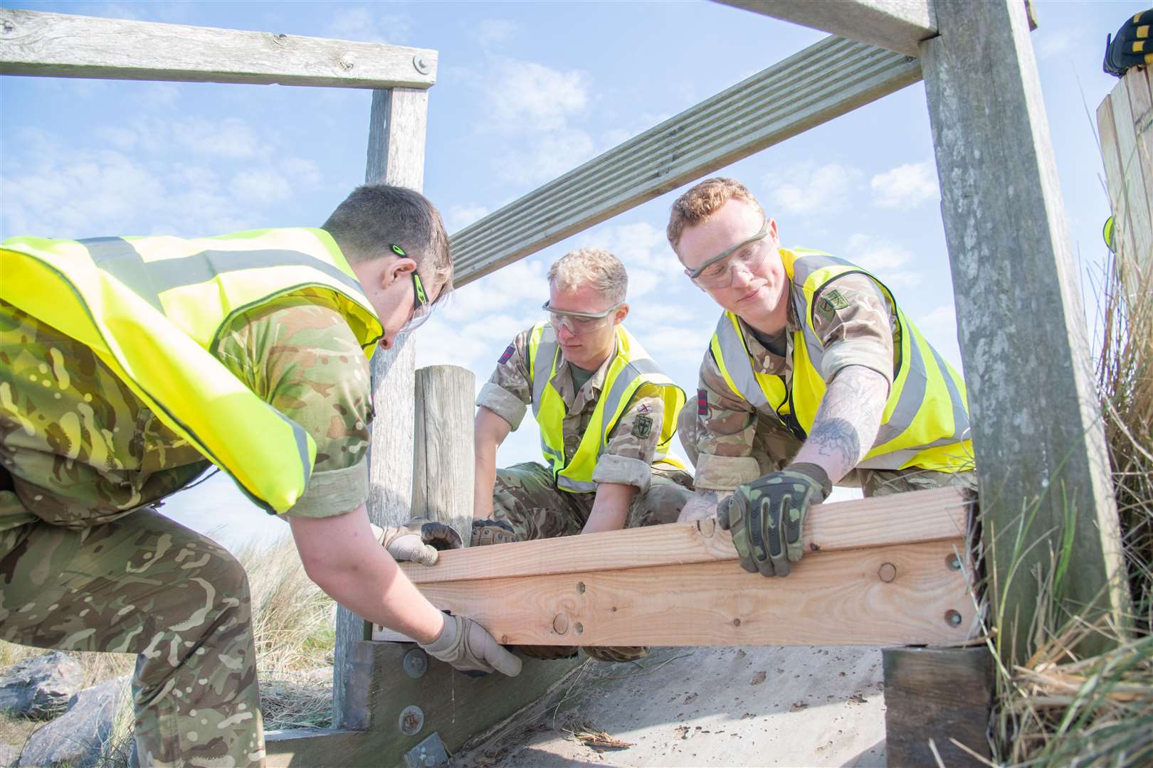 Teamwork as the work progresses at Findhorn. Picture: Daniel Forsyth