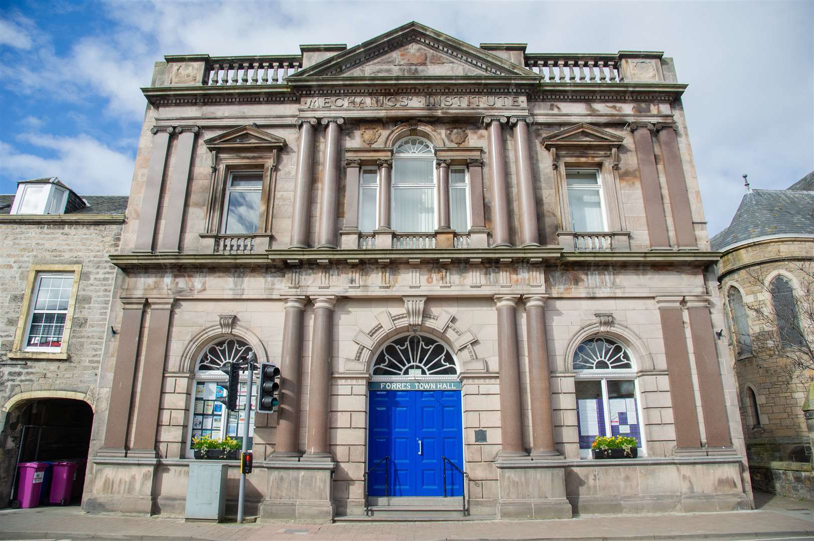 Forres Town Hall on the town's high street. Picture: Daniel Forsyth.