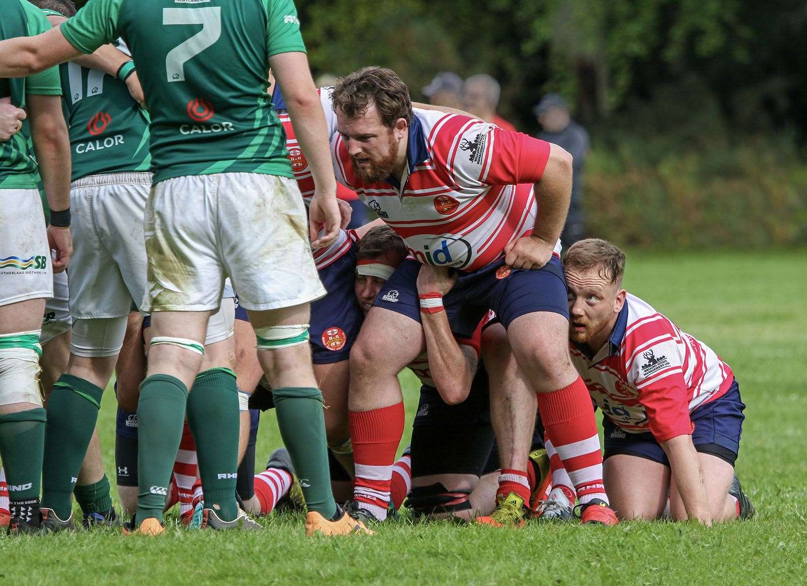 Scrum down for Moray with prop Mark Taylor and wing forward Kris Morrison poised. Picture: John MacGregor