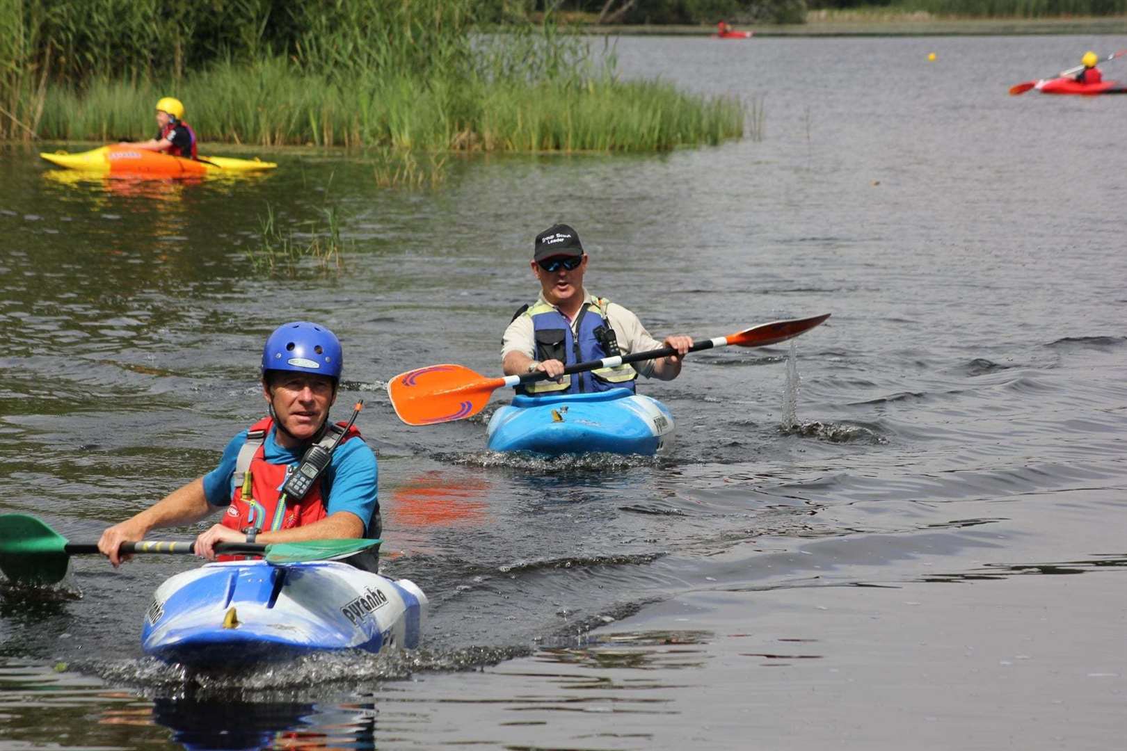 Adult paddlers included Scout leader John Innes (right).