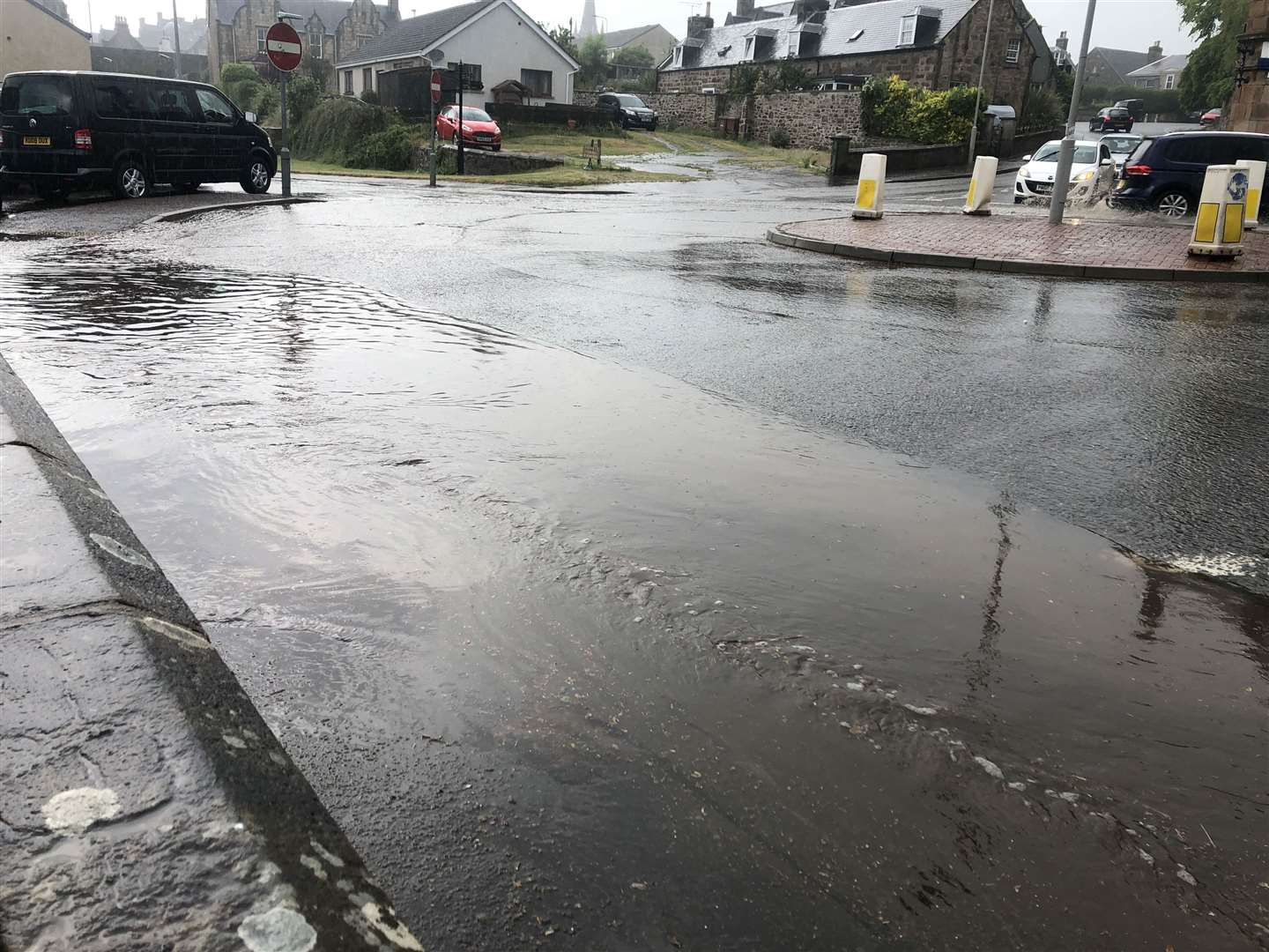 Flooding at the roundabout.