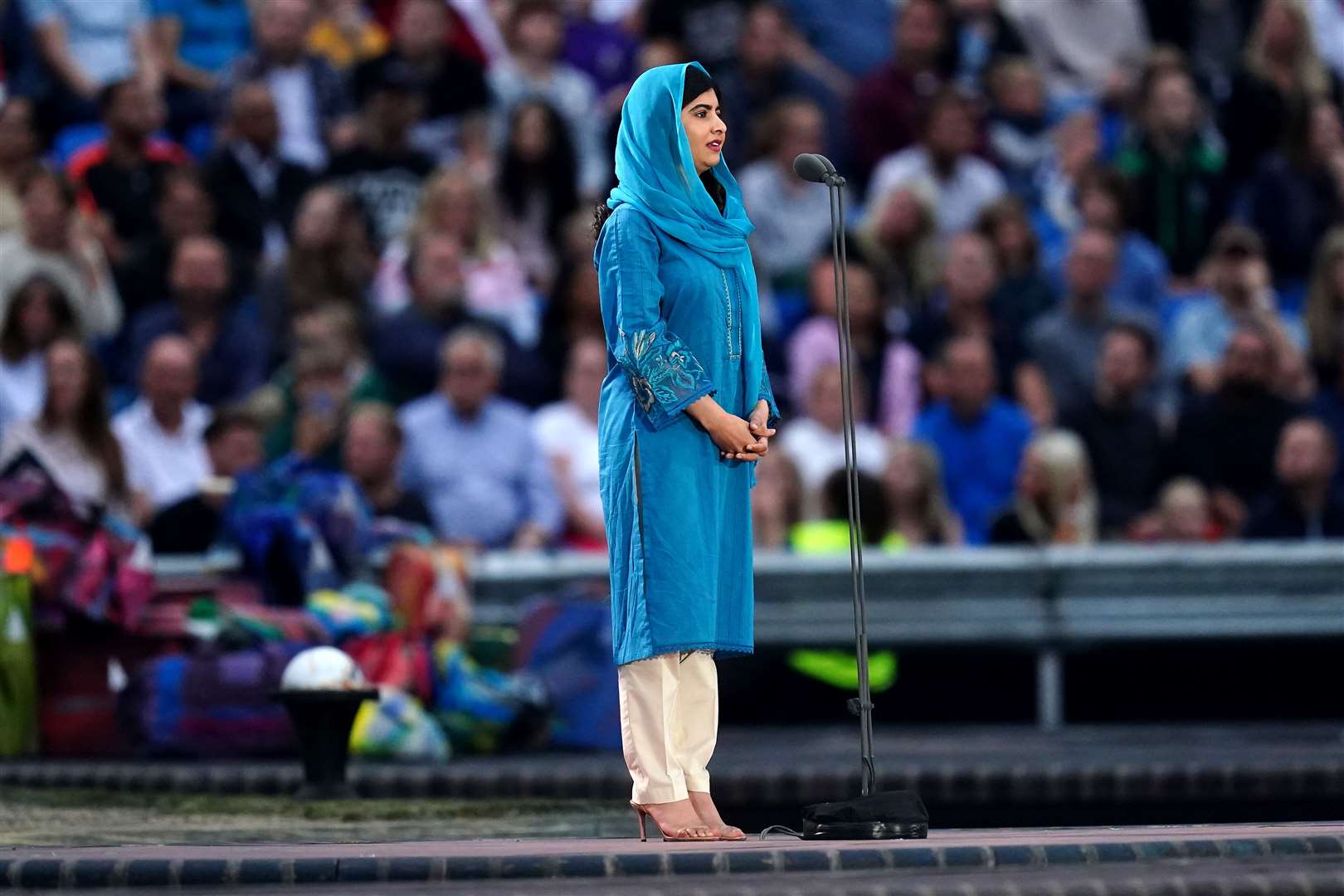 Activist Malala Yousafzai, who settled in Birmingham when she came to the UK, addresses the crowd (David Davies/PA)