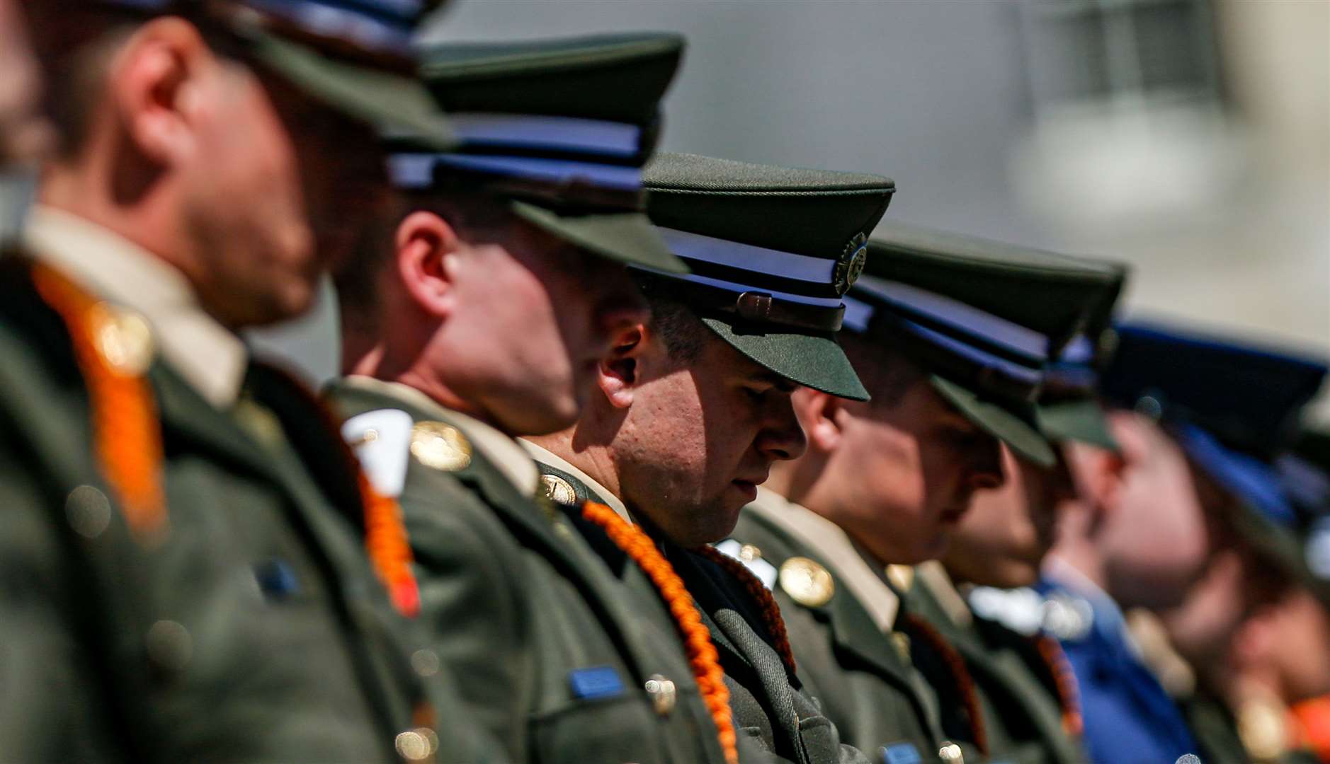 Members of the Defence Forces during the National Day of Commemoration Ceremony at Collins Barracks in Dublin (Damien Storan/PA)