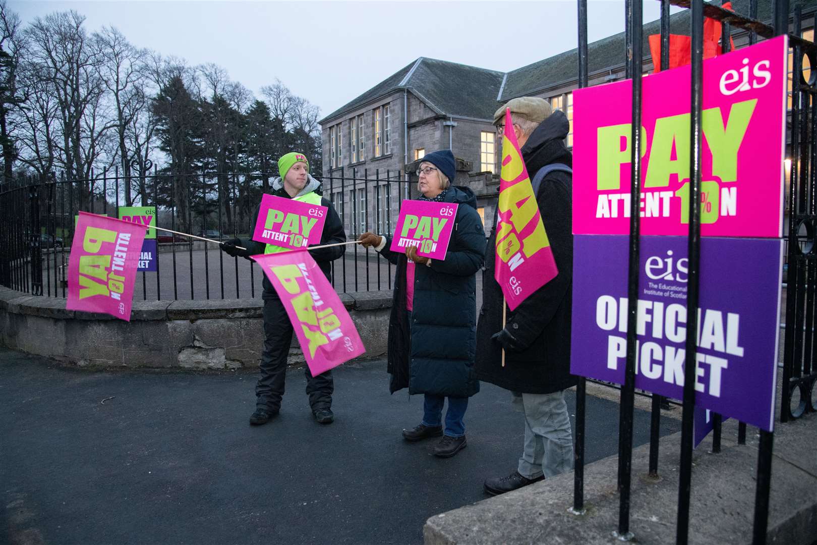 Teachers strike outside Anderson's Primary School in Forres. Picture: Daniel Forsyth