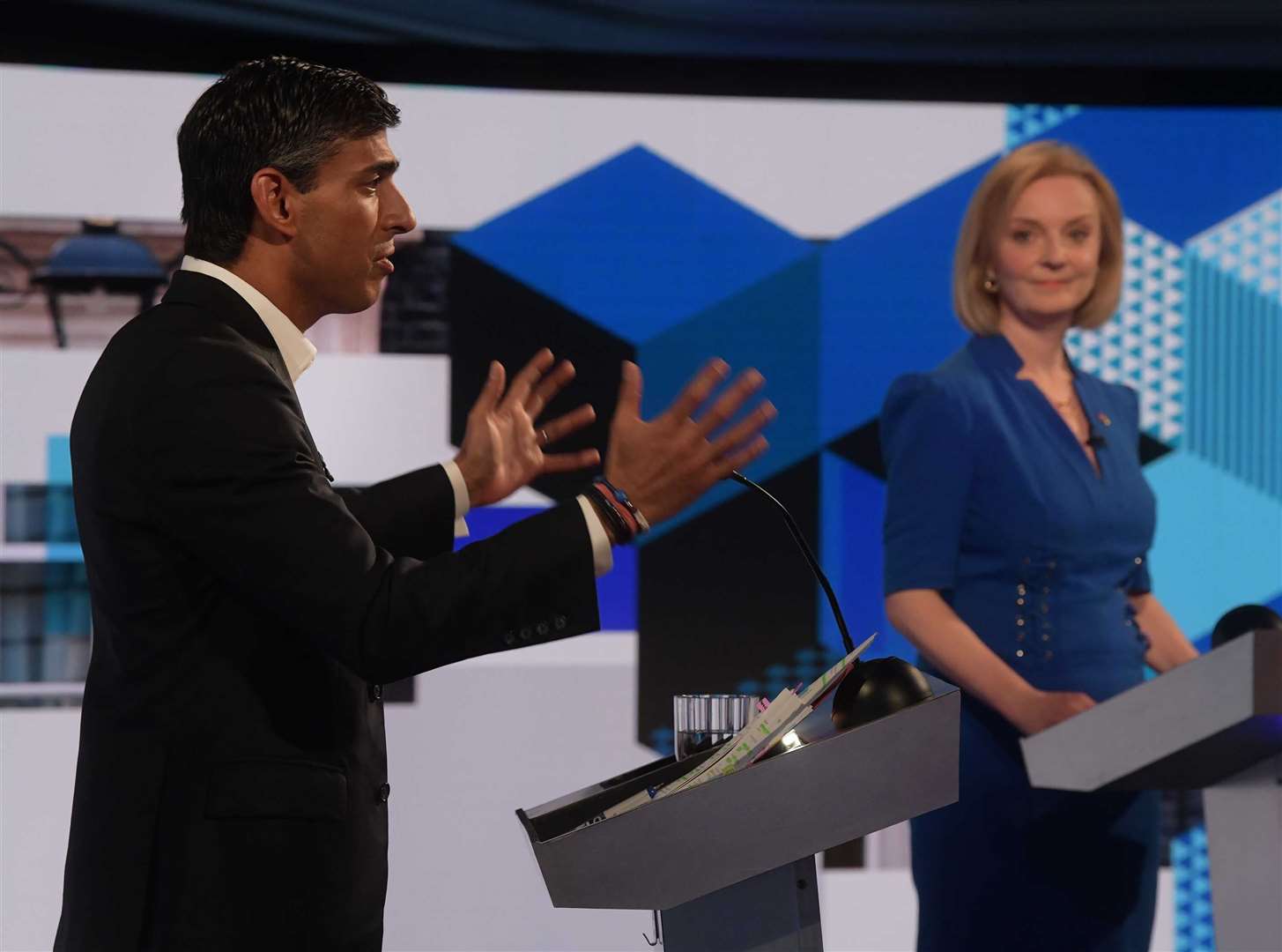 Rishi Sunak and Liz Truss clashed heavily over the issue of China during the BBC1 Conservative leadership debate on Monday (Jeff Overs/BBC/PA)