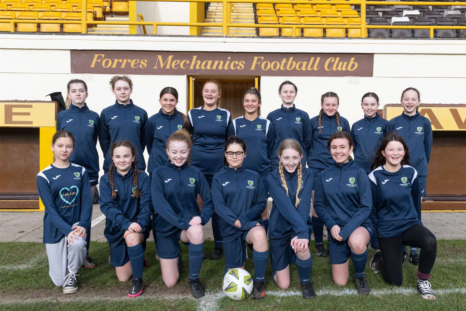 Forres Girls FC under-14s before their first competitive match against Brora at Mosset Park.. Pictures: Beth Taylor