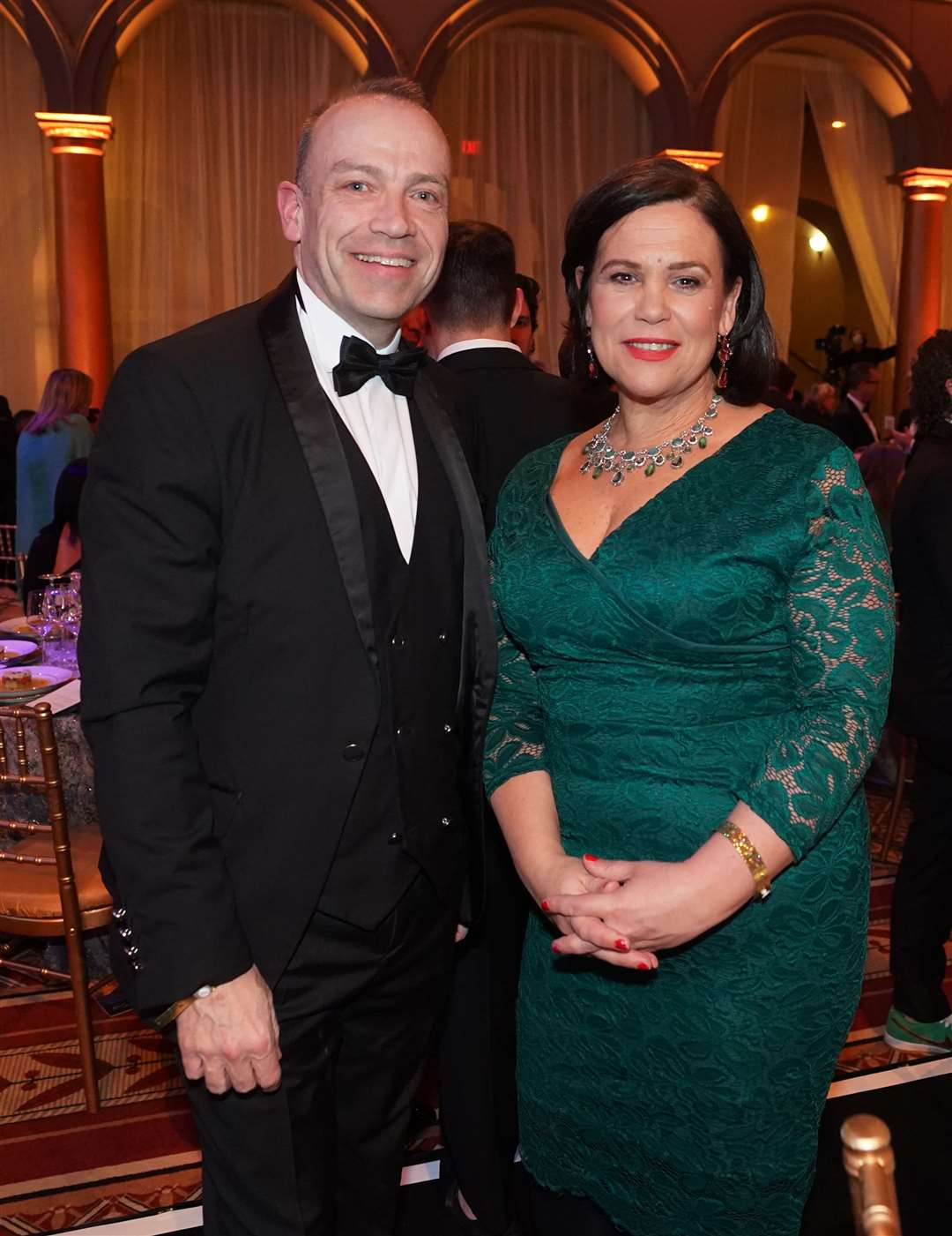 Northern Ireland Secretary Chris Heaton-Harris and Sinn Fein Leader Mary Lou McDonald at the Ireland Fund’s 31st National Gala at the National Building Museum, in Washington, DC, during the Taoiseach’s visit to the US for St Patrick’s Day (Niall Carson/PA)