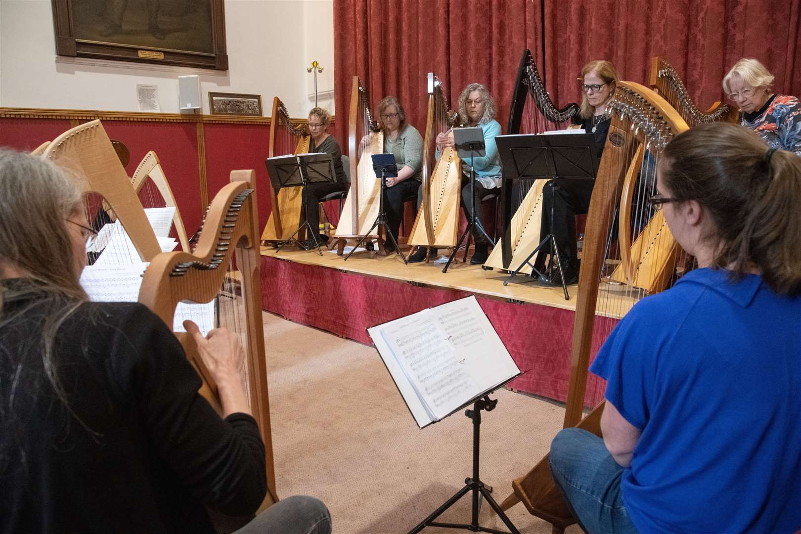 Harpa and Highland Clarsachs during their afternoon workshop at the Tolbooth. Picture: Daniel Forsyth