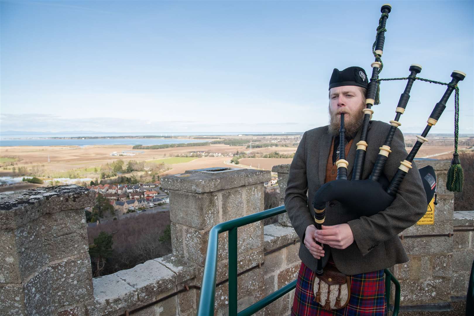 Scott showing off his skills as well as the best views in Forres. Picture: Daniel Forsyth