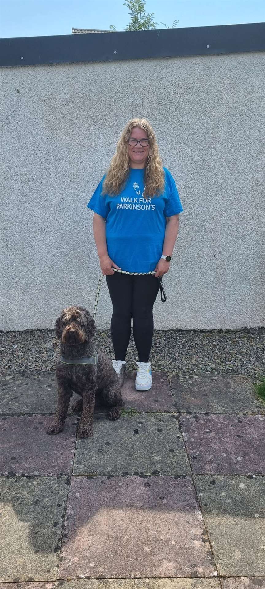 Kirsteen Wood is taking on the walk with her dog Hamish.