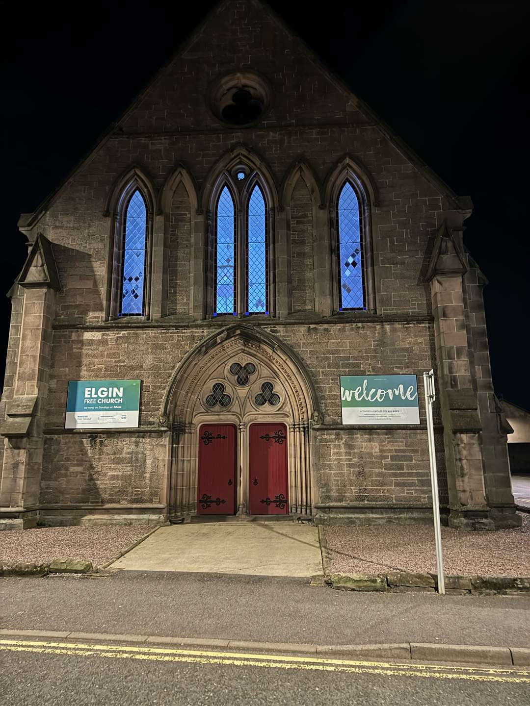 Elgin Free Church supports efforts to fight Parkinson's Disease by lighting up blue...Picture: David Morgan