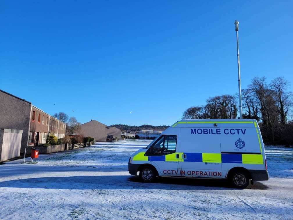 Forres police stationed a CCTV van at Pilmuir park over the weekend.