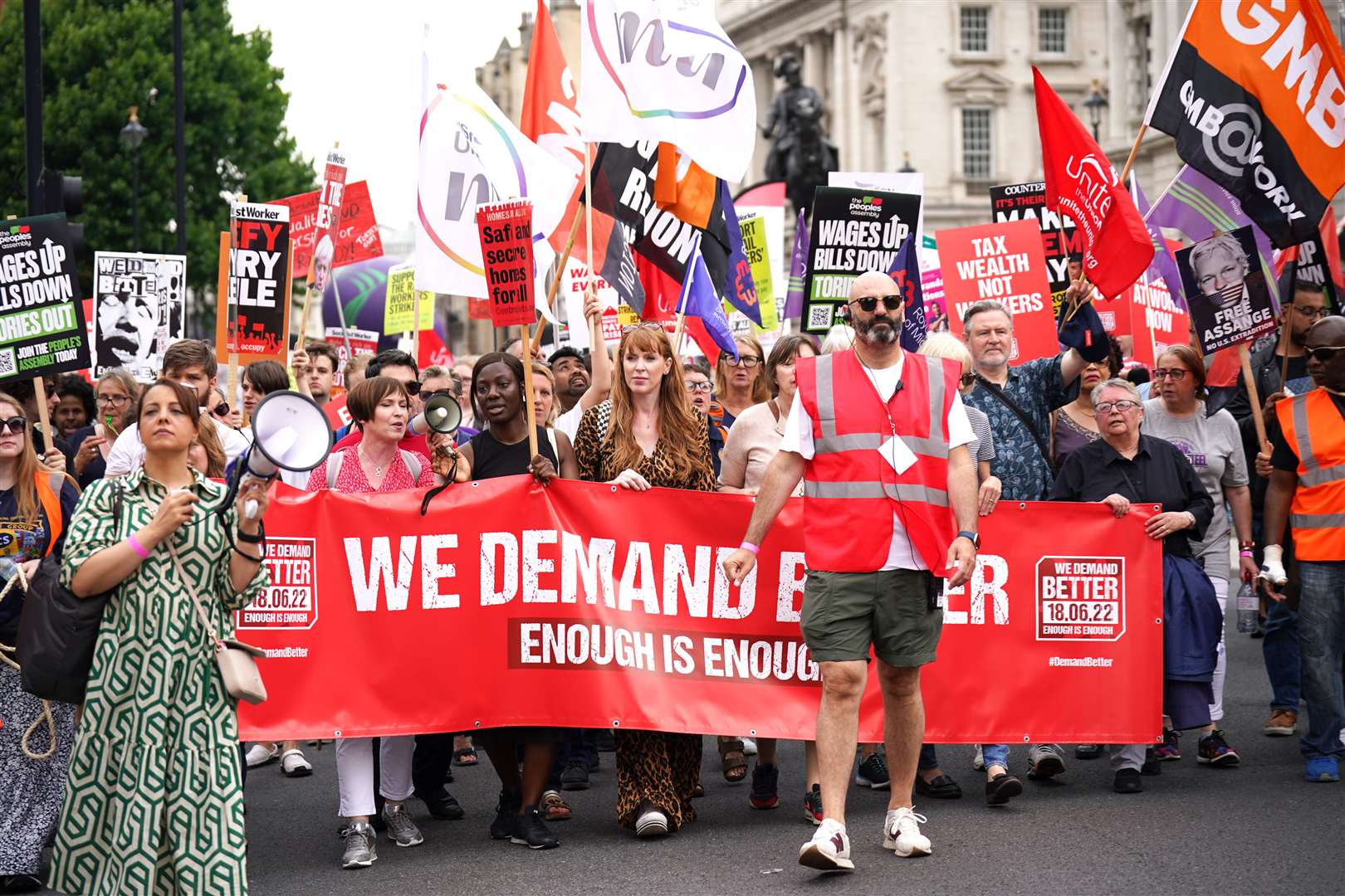 Labour Party deputy leader Angela Rayner (centre) takes part in a TUC national demonstration in central London (Yui Mok/PA)