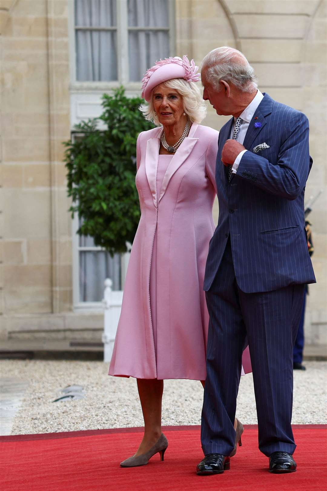 The King and Queen arrive at the palace (Hannah McKay/PA)