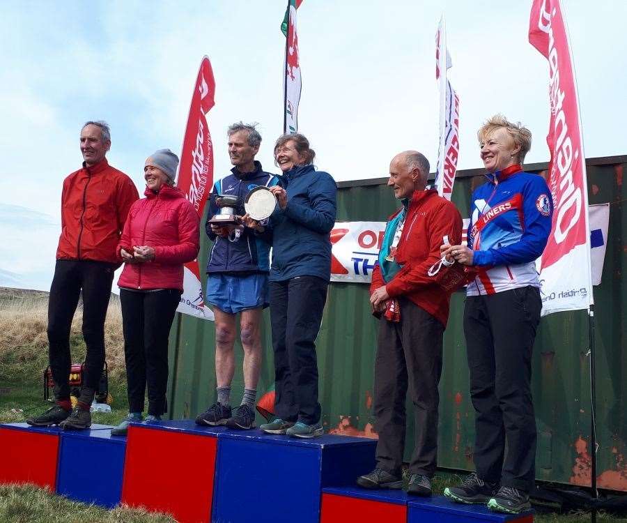Eddie Harwood (third from left) on the podium in 2022. Photo: South London Orienteers