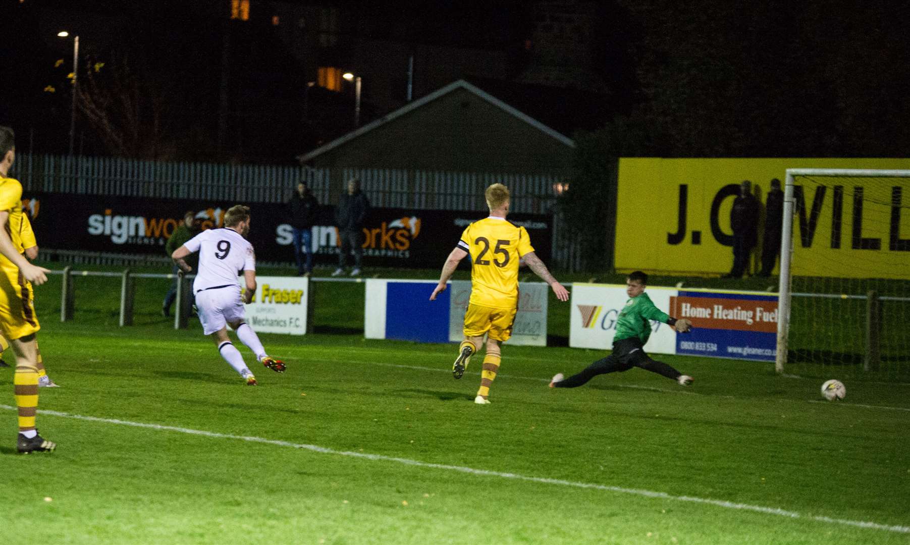 Gary Kerr races through on goal and slots away to make it 2-0 to Rothes. Picture: Becky Saunderson