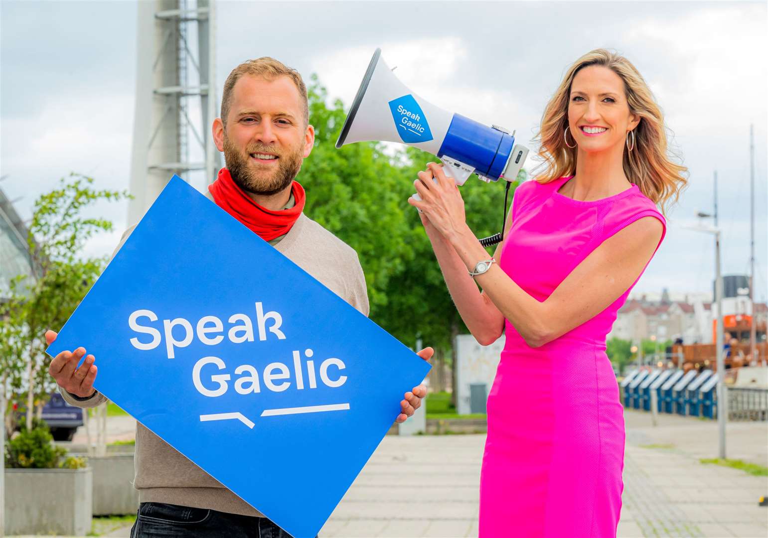 Speak Gaelic presenters Joy Dunlop and Calum Maclean. Picture: Alan Peebles