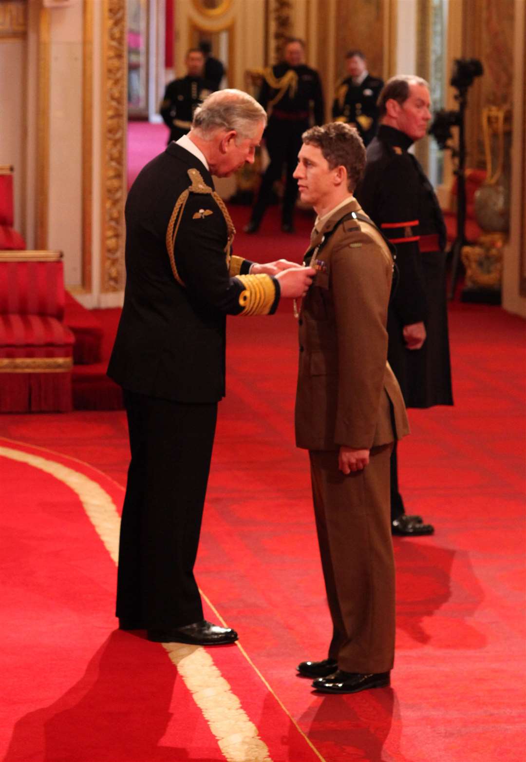 Sergeant Deacon Cutterham was presented with the Conspicuous Gallantry Cross by the Prince of Wales (Lewis Whyld/PA)