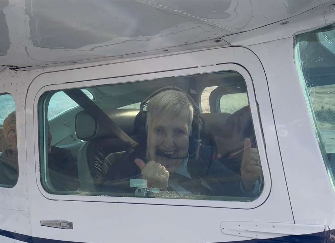 Ms Buckland in the Cessna aircraft ready to take off (Neil Hanna/Care UK/PA)