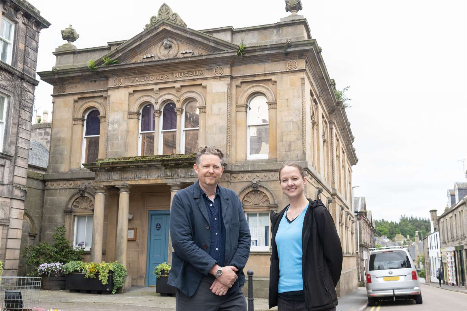 Dr Christopher Stimpson and Dr Emma Nicholls outside the Falconer Museum in Forres. Picture: Beth Taylor