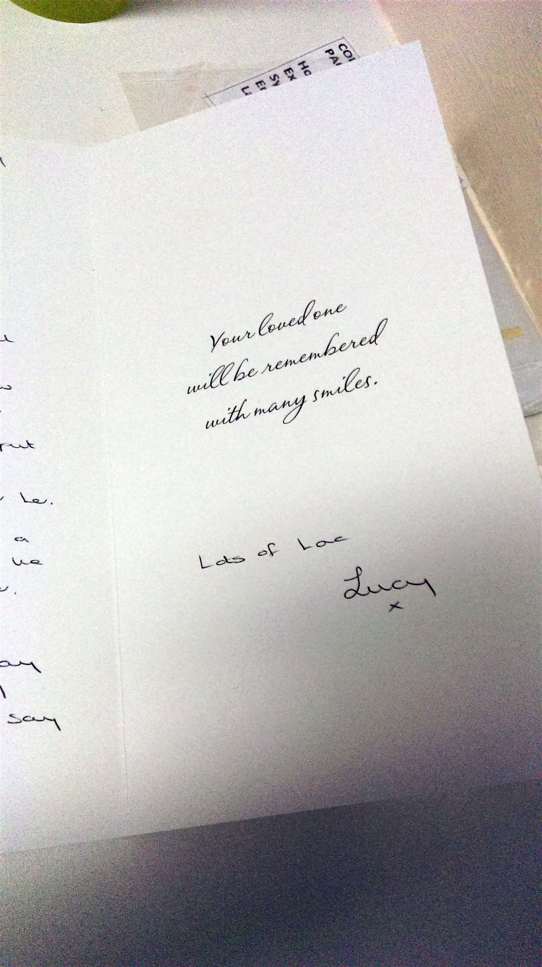 The sympathy card that was shown to the jury in the Lucy Letby murder trial (Cheshire Constabulary/CPS/PA)