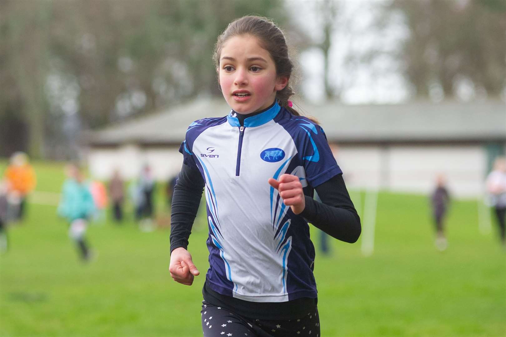 1st overall in the P4-5 Girls race - Anna Howard from Andersons Primary School...Forres Harriers' organised Forres Primary Schools Cross Country, held at Grant Park, Forres...Picture: Daniel Forsyth..