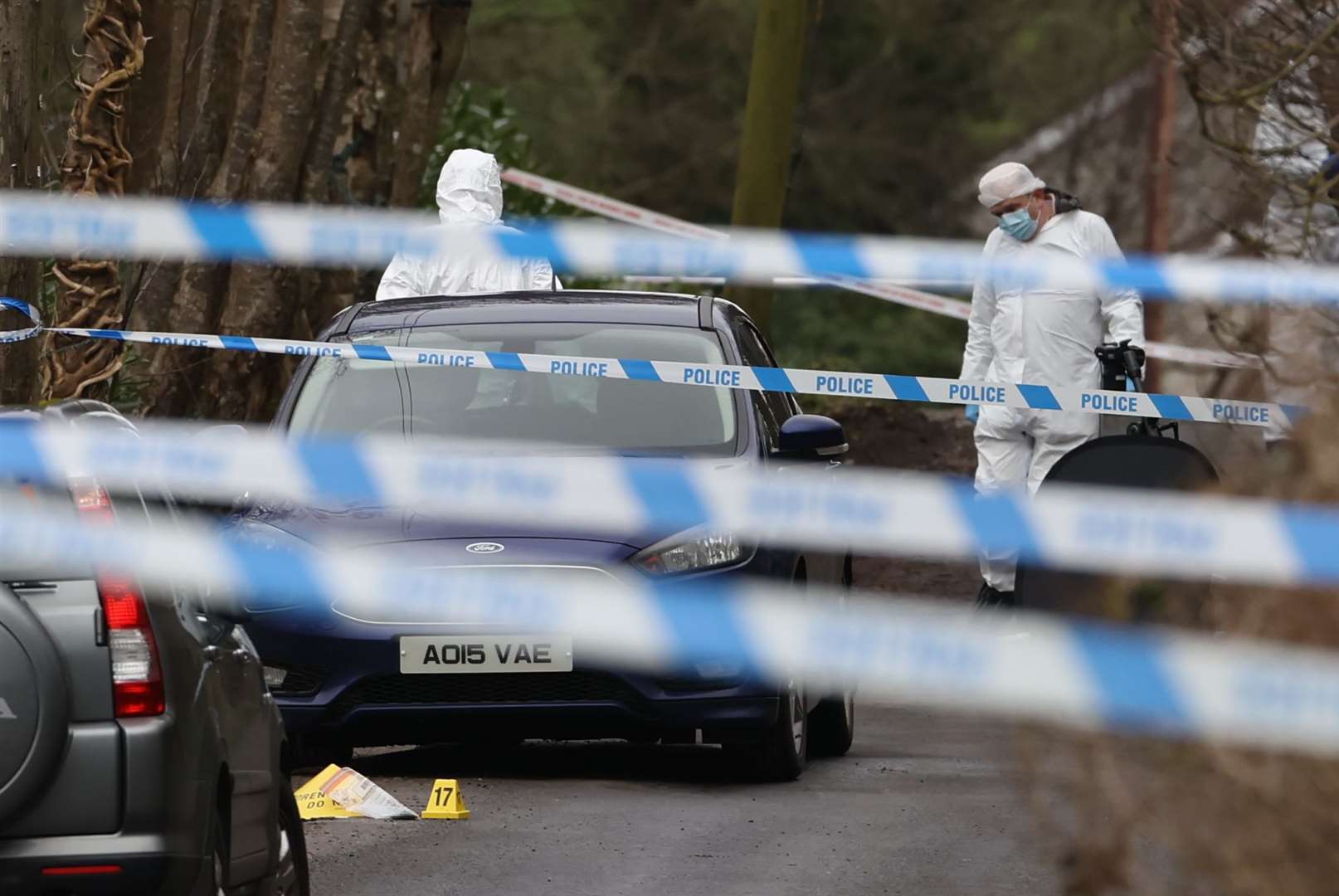 Forensic officers at the scene of the shooting (Liam McBurney/PA)