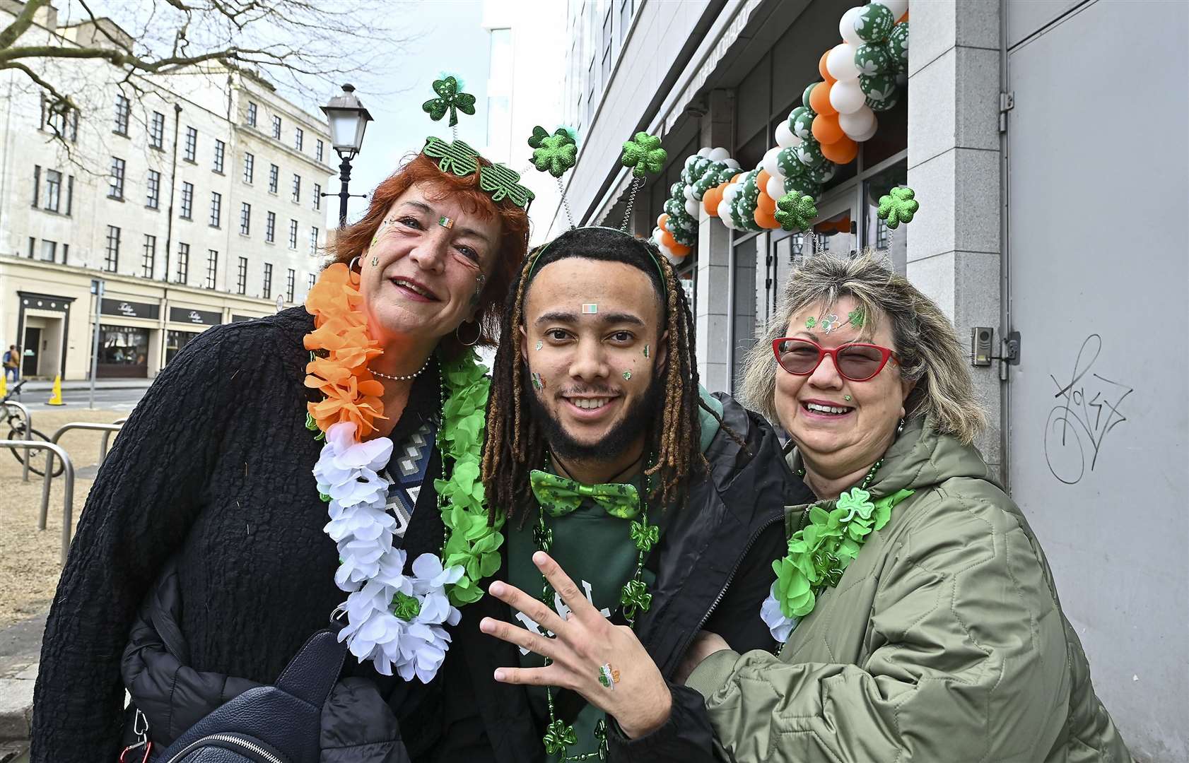 Tourists from Switzerland ahead of the St Patrick’s Day Parade in Dublin (Michael Chester/PA)