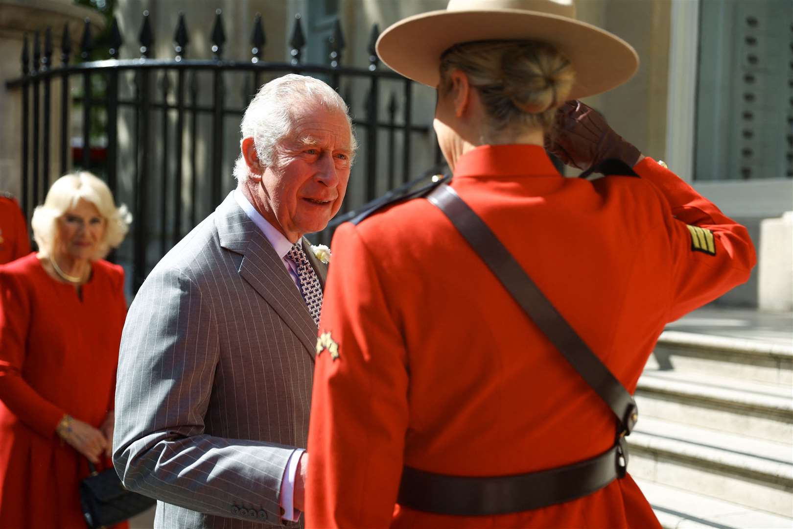 The Prince of Wales and Duchess of Cornwall visited Canada House in London ahead of their trip to the country (Hannah McKay/PA)