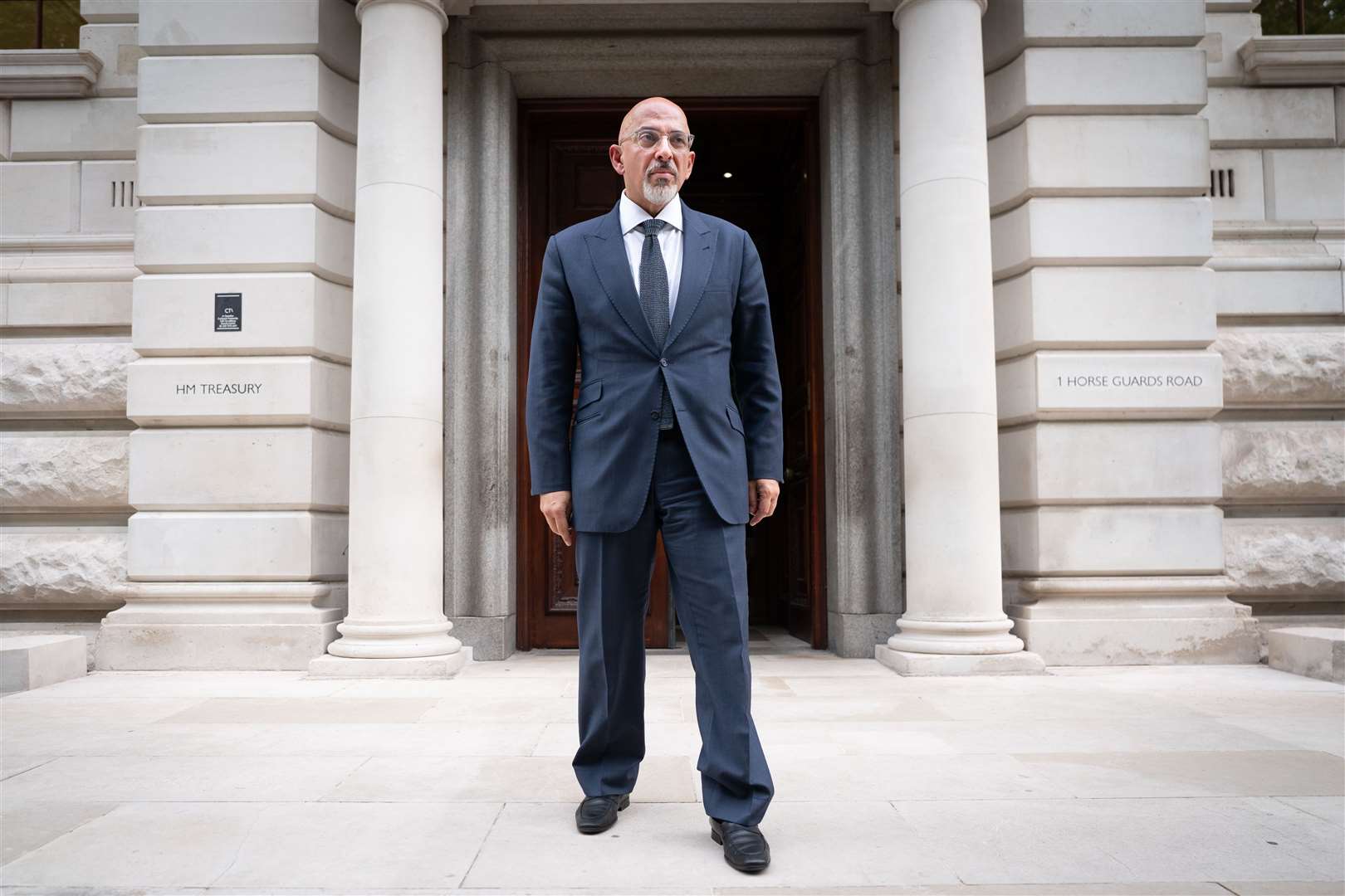 Chancellor Nadhim Zahawi poses for a photograph outside the Treasury (Stefan Rousseau/PA)