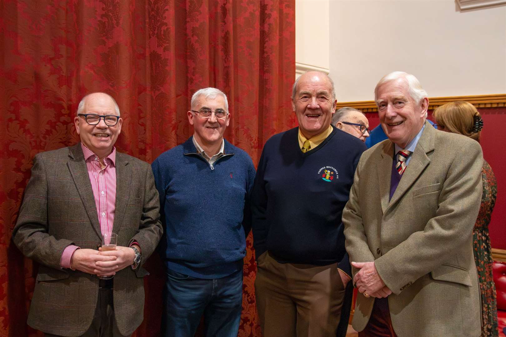 AJ Engineering managing director Alan James, local butcher and Forres Community Trust treasurer Graham Murdoch, and Forres Heritage trust chairman George Alexander at the Tolbooth event.