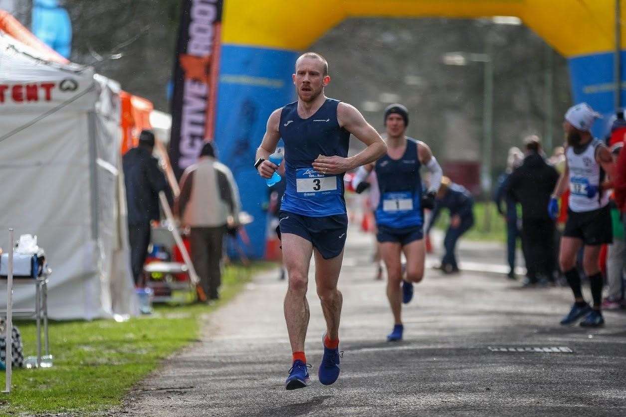 Forres ultra runner Kyle Greig in race action.