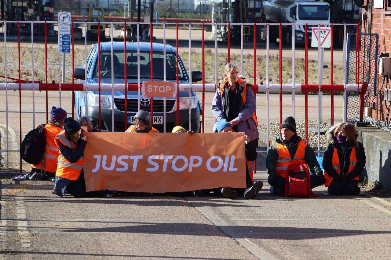 In April 2022 Just Stop Oil of protesters blocked access to the Titan Truck Park in Grays, Essex, where they claimed to have constructed a secret underground network of tunnels at the Navigator and Grays oil terminals (Just Stop Oil/PA)