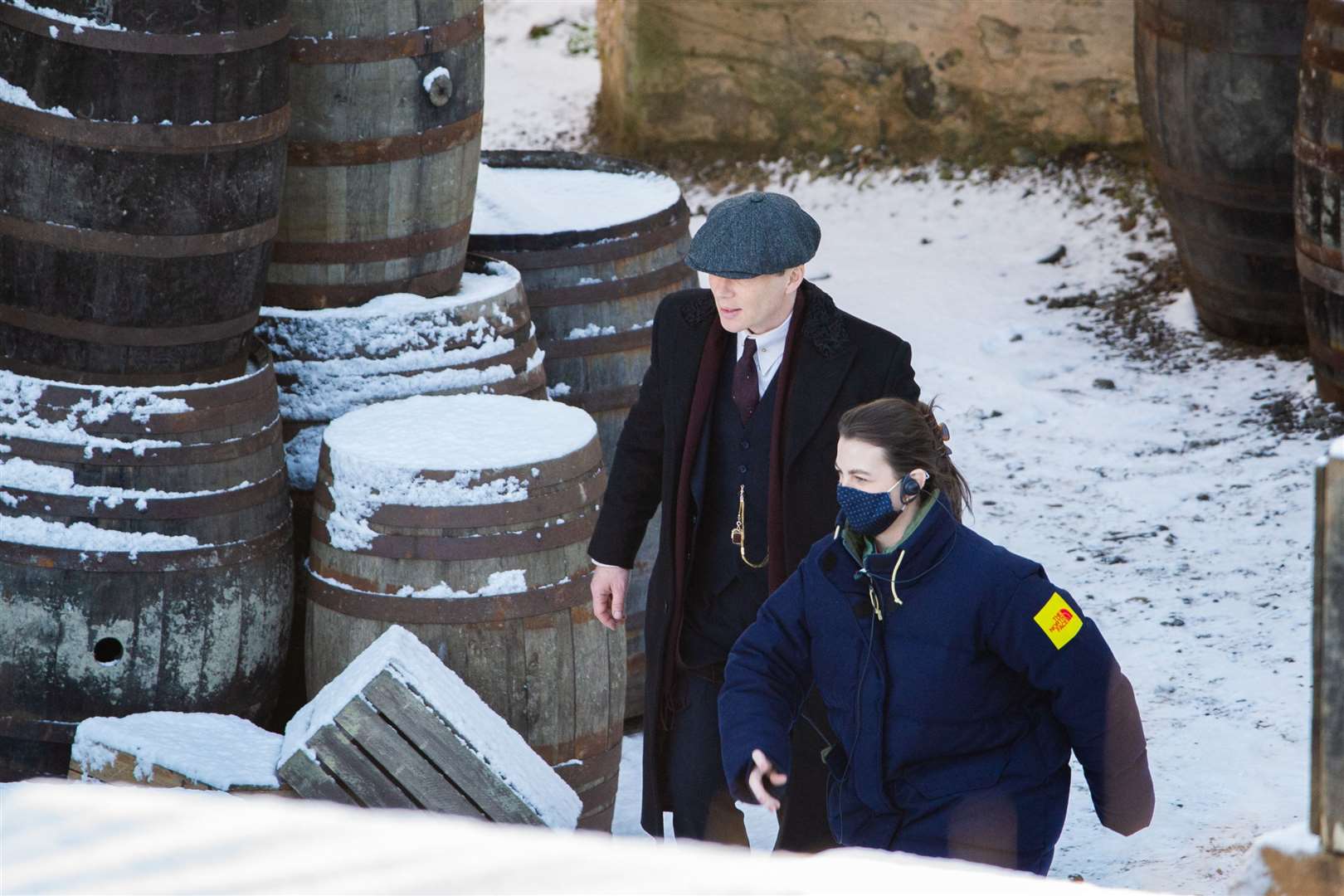 Pictured on his way to filming a scene this morning - Thomas Shelby (Cillian Murphy)...Picture: Daniel Forsyth..