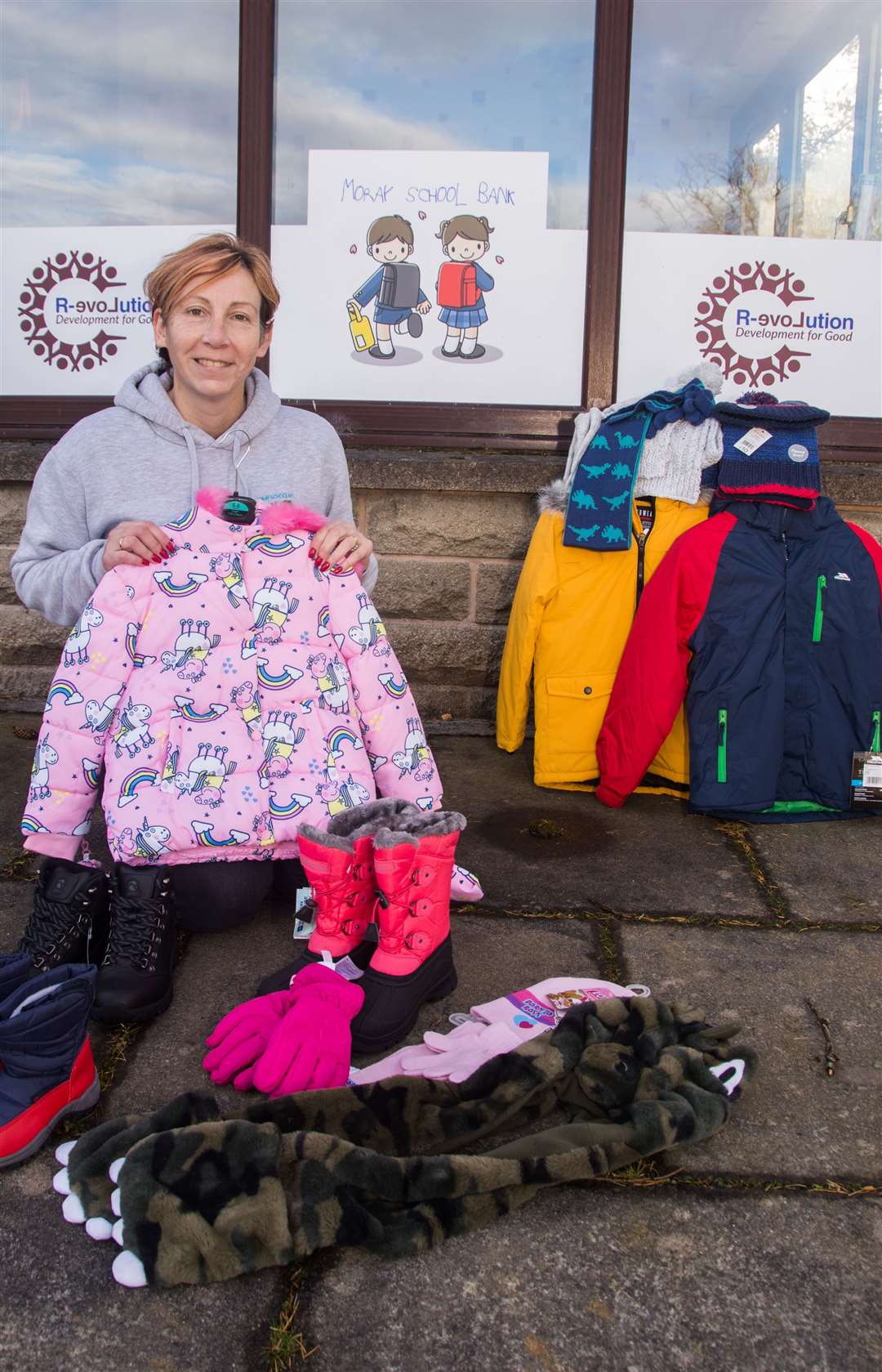 Debbie Kelly with some of the types of prodcuts they are appealing for...Moray School Bank are launching their winter appeal. ..Picture: Becky Saunderson..