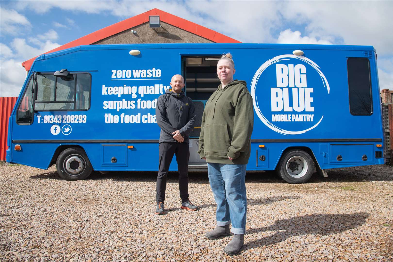 Andy Bentley (Pantry Development Officer) and Mairi McCallum (Moray Food Plus' project manager)...Launch of the 'Big Blue Mobile Pantry' Bus...Picture: Daniel Forsyth..