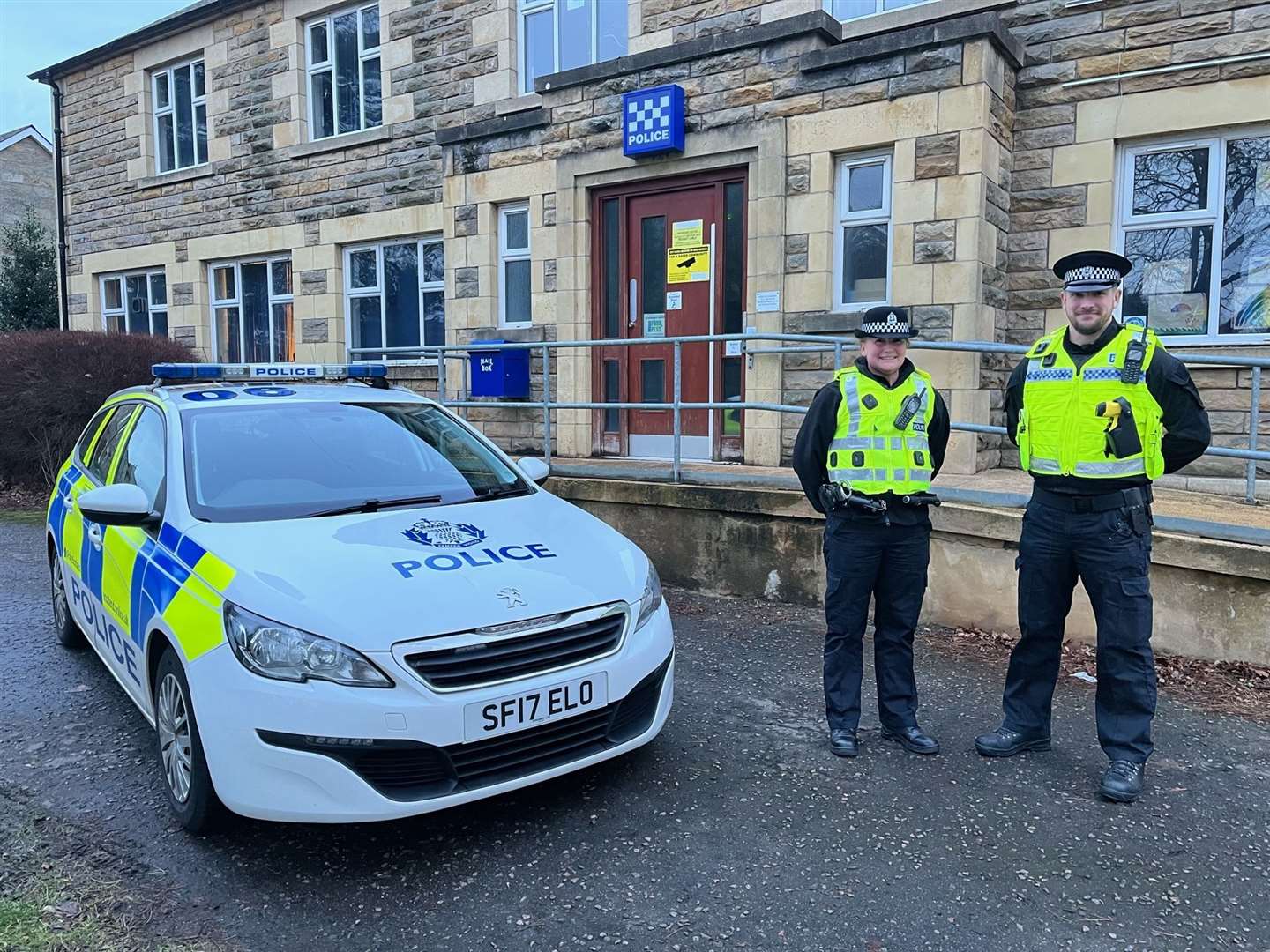 Community officers Yvonne Squair and PC Aaron White at Forres Police Station on Victoria Road.