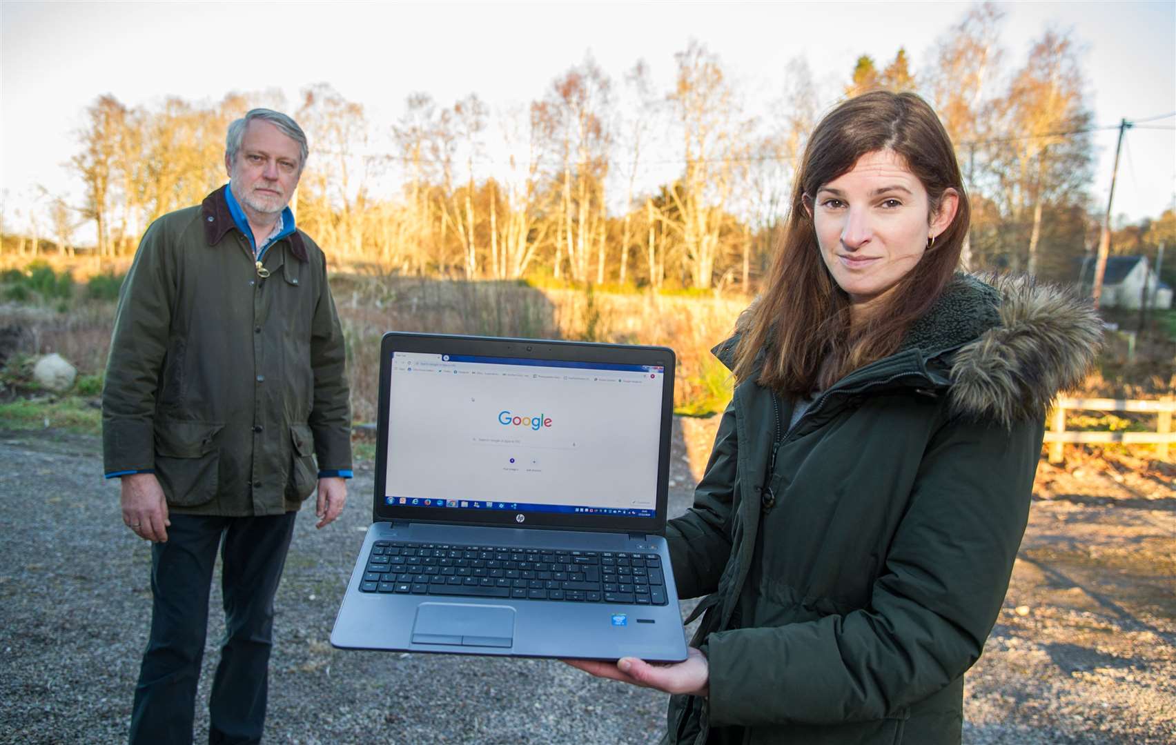 Finderne Development Trust directors Jo Laing and Brian Higgs are campaigning for better rural broadband.