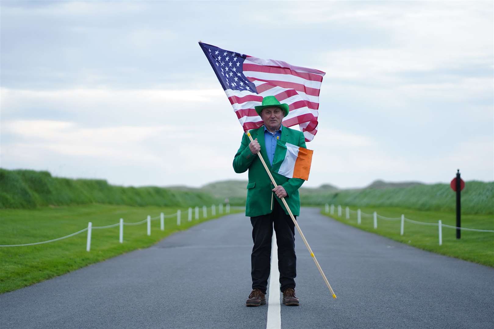 Paul Markham, from Kilmurry McMahon, waits for the arrival of Donald Trump (Brian Lawless/PA)