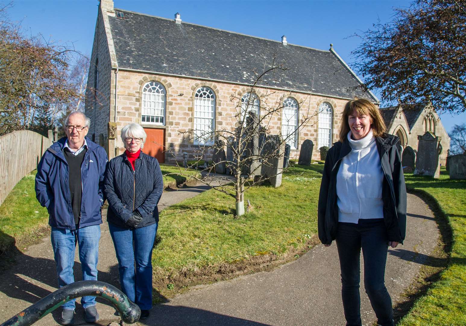 Tom and Jane Foster with Alison Rodgers at Dyke Church where a long term project has started to improve the church.