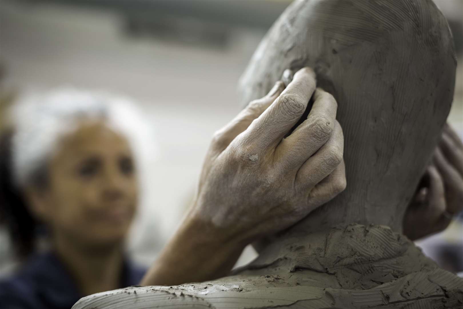 Artist Helen Wilson-Roe works on her sculpture of Henrietta Lacks (John Roe/University of Bristol/PA)
